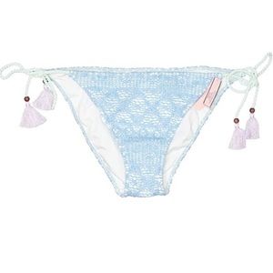 Victoria’s Secret Blue Crochet Bikini Bottom Large New